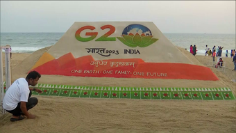A sand art competition has been held at Puri Beach