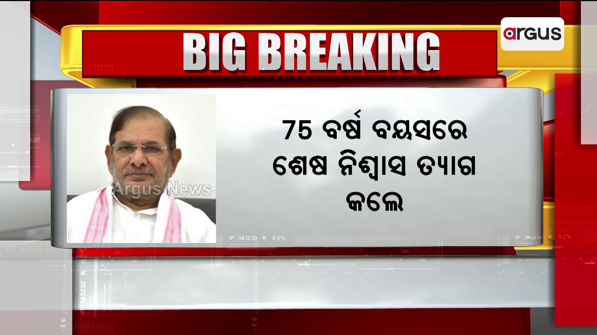 ଲୋକତାନ୍ତ୍ରିକ ଜନତା ଦଳ ତଥା ବିହାରର ଭେଟରାନ୍ ରାଜନେତା ଶରଦ ଯାଦବଙ୍କ ପରଲୋକ ।