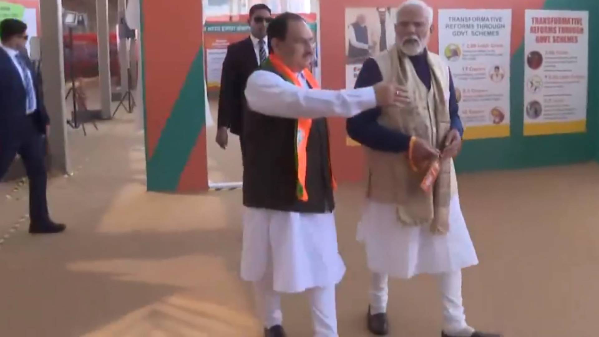 PM Modi Arrives At Delhi's Bharat Mandapam Ahead Of BJP's National Convention