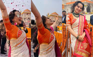 Kangana Ranaut Gleefully Jumps During Pran Pratishtha Of Temple, Chants 'Jai Shri Ram'