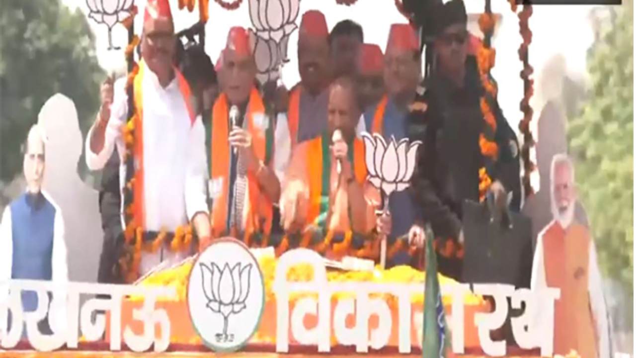 Lok Sabha polls: Rajnath Singh holds roadshow in Lucknow ahead of filing nomination