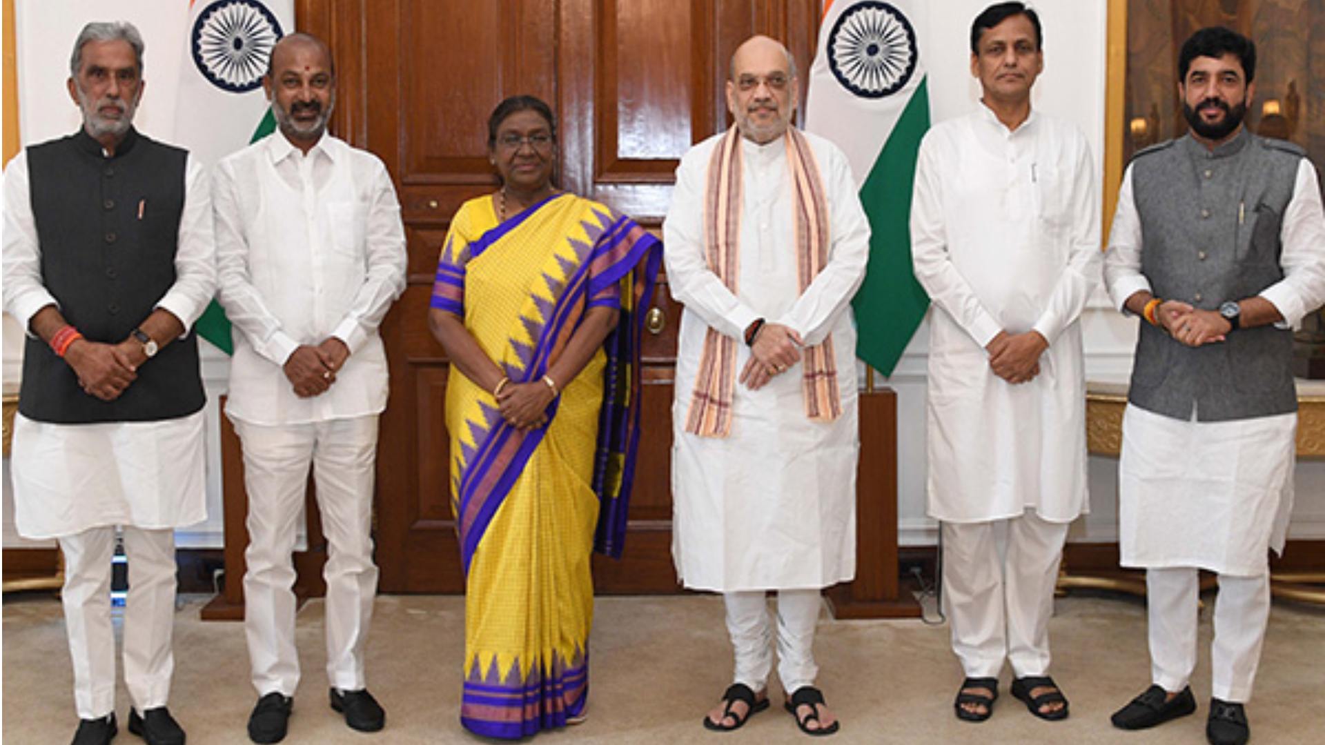 Union Home Minister Amit Shah Calls On President Murmu At Rashtrapati Bhavan