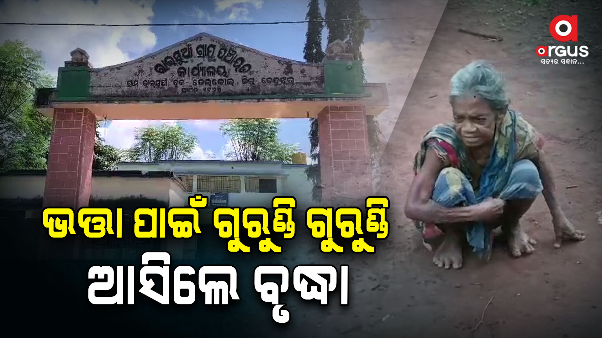 ଭତ୍ତା ଟଙ୍କା ପାଇଁ ଗୁରୁଣ୍ଡି ଗୁରୁଣ୍ଡି ଗଲେ ବୃଦ୍ଧା
